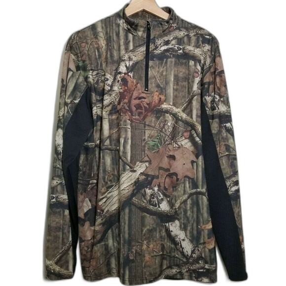 Break Up Infinity Mossy Oak 1/4 ZIP Camo Base Layer Shirt Sz M Outdoors Hunting - Picture 1 of 7